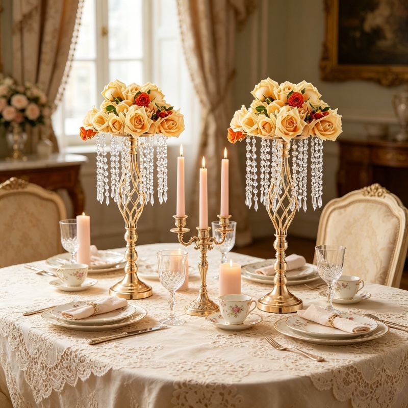 Elegant Tall Gold Crystal Flow - огляд і ціна Florist Supply Vases