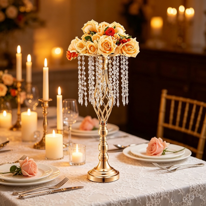Elegant Tall Gold Crystal Flow - огляд і ціна Florist Supply Vases