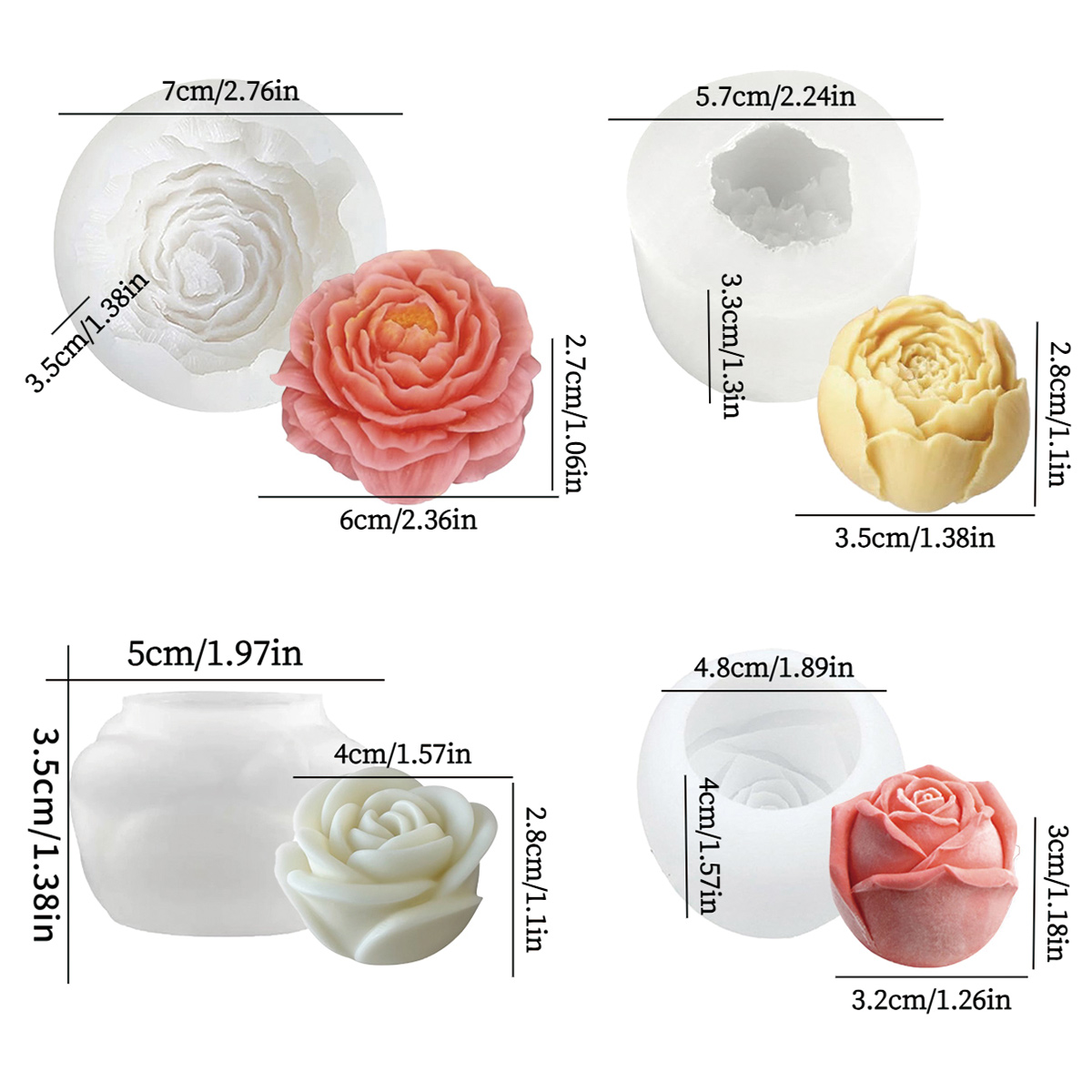 4pcs Floral Mold Set - Peony,  - огляд і ціна Florist Supply Bulk